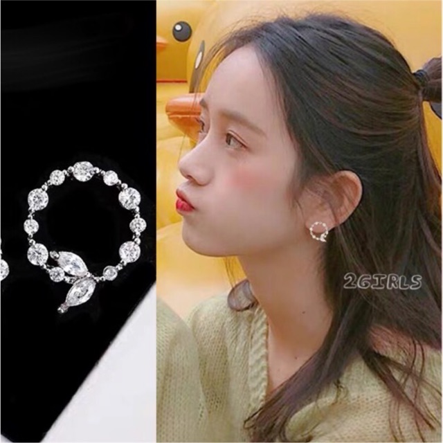Bông tai khuyên tai bạc ý đính đá sáng cực xinh