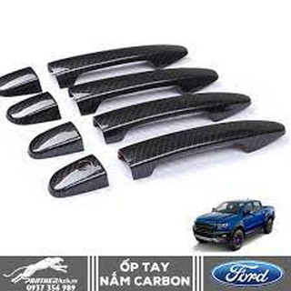 Bộ ốp tay nắm cửa vân carbon cho Ford Ranger form 2016-2021
