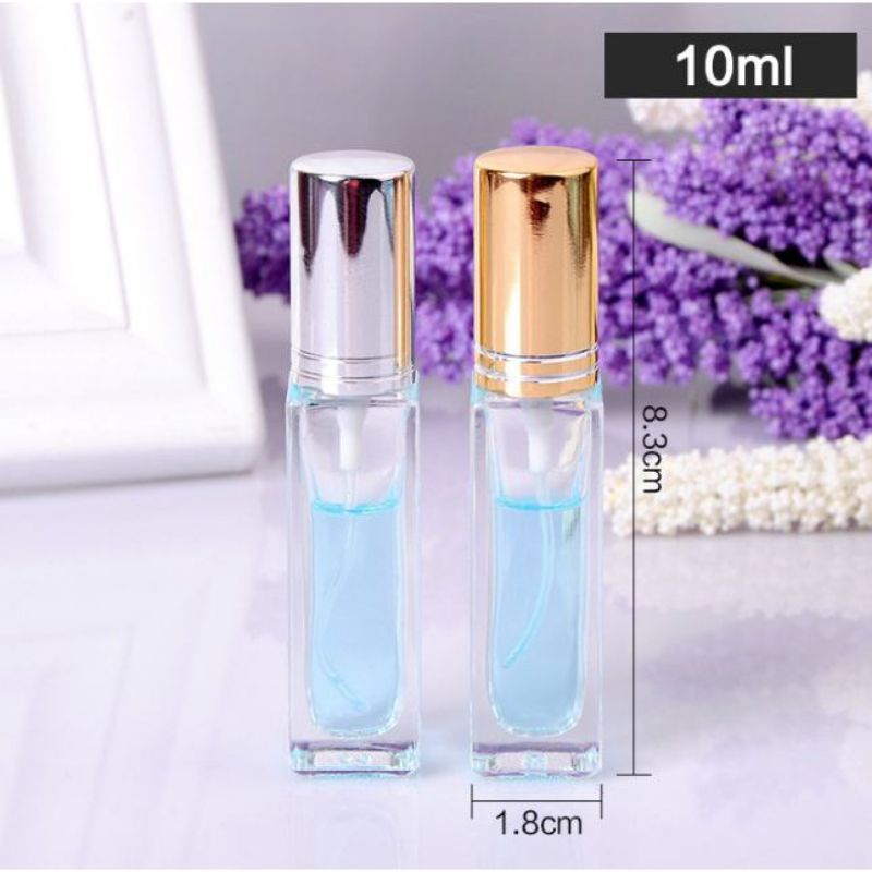 Lọ chiết nước hoa rỗng thủy tinh vuông 10ml chai dầu thơm , chai lọ chiết mỹ phẩm , phụ kiện du lịch