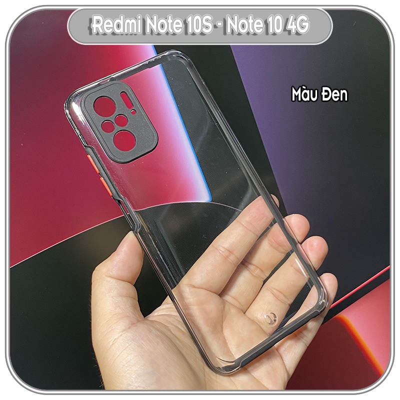 Ốp Lưng cho Xiaomi Redmi Note 10S - Note 10 4G PC Trong Suốt Viền Màu Mỏng ,Che Camera
