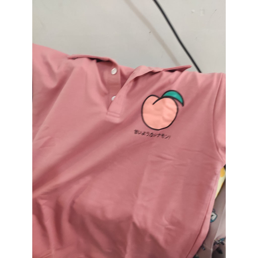 Áo Polo Trái Đào Nam Nữ Unisex tay lỡ cổ bẻ 🍑 áo phông trơn có cổ vải thun tici không nhăn, cực mát 🍑 | BigBuy360 - bigbuy360.vn