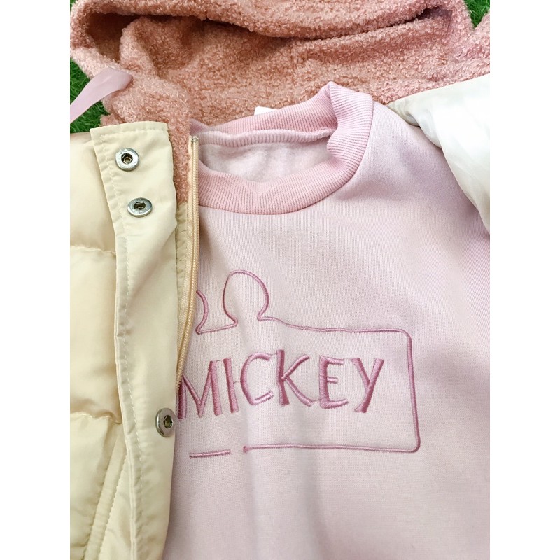 set áo ghile tai gấu áo mickey nỉ bông