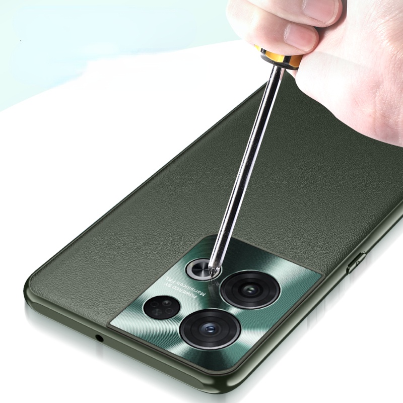 Ốp Điện Thoại Da Có Khung Bảo Vệ Camera Bằng Kim Loại Cho Oppo Reno8 Pro 5G Reno 8 Pro Plus Reno 8