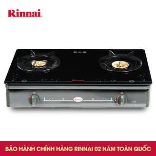 Bếp gas đôi Rinnai RV-8611 Mặt kính cường lực, Chén đồng có đầu hâm Chính Hãng