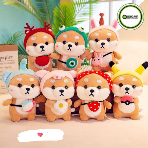 Gấu Bông Hoạt Hình Chó Shiba Cosplay Đội Nón Thú Lông Mịn Bông Mềm Hàng Cao Cấp Đồ Chơi Cho Bé An Toàn Dễ Thương