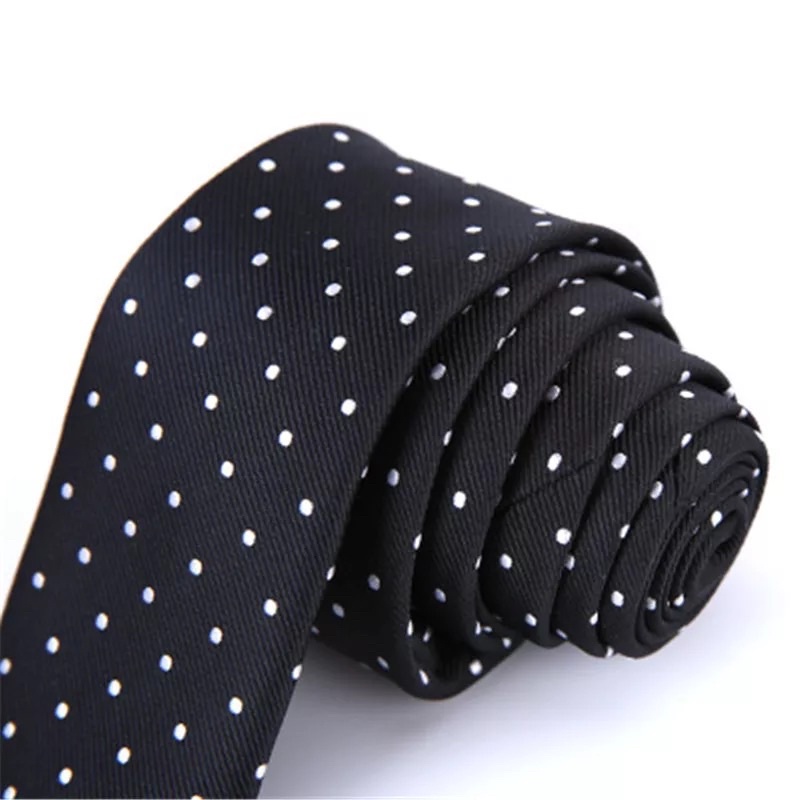 Cà vạt đen chấm bi công sở bản nhỏ 5cm