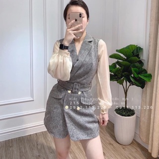 Đầm vest tay voan