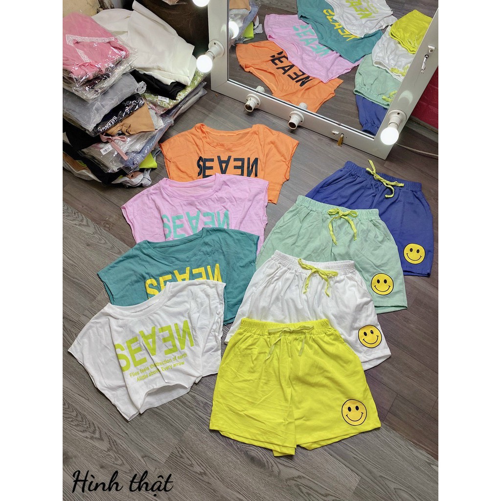 Set Bộ Cotton Mặc Cười-Set bộ Thể thao cá tính,Set Bộ Cá tính Chất Cotton Lưng Thun Co Giản,LY STORE