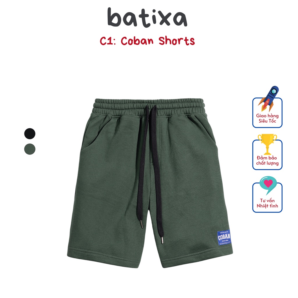 Quần Shorts Nam Nữ Quần Đùi Cạp Cao Chất Nỉ Cào Bông COBAN C1 Phù Hợp Đi Chơi Tập Thể Thao Local Brand Chính Hãng BATIXA
