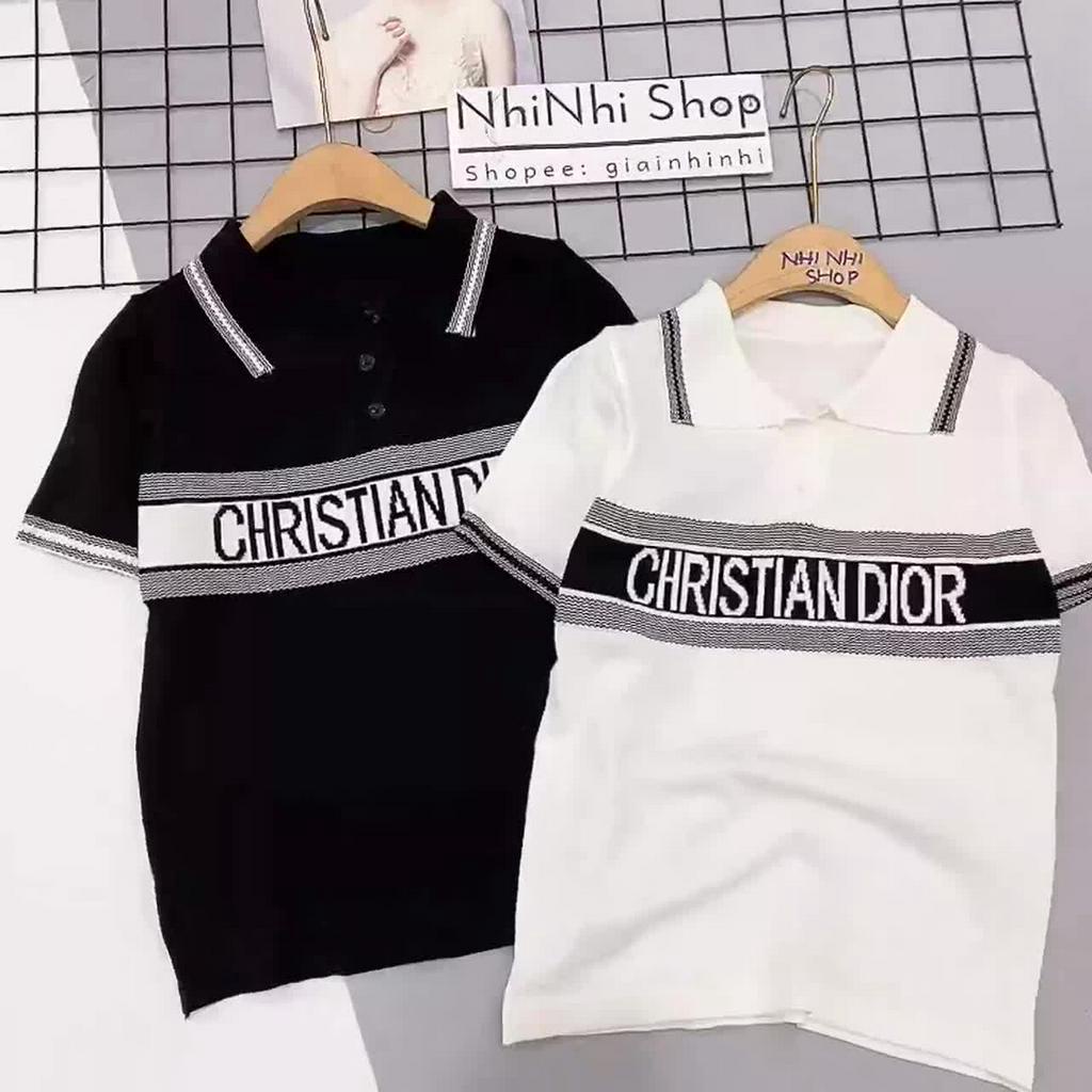 Áo len cổ bẻ in chữ dáng vừa ngắn tay, Áo kiểu cổ viền vải len co giãn AL7800 - NhiNhi Shop | BigBuy360 - bigbuy360.vn