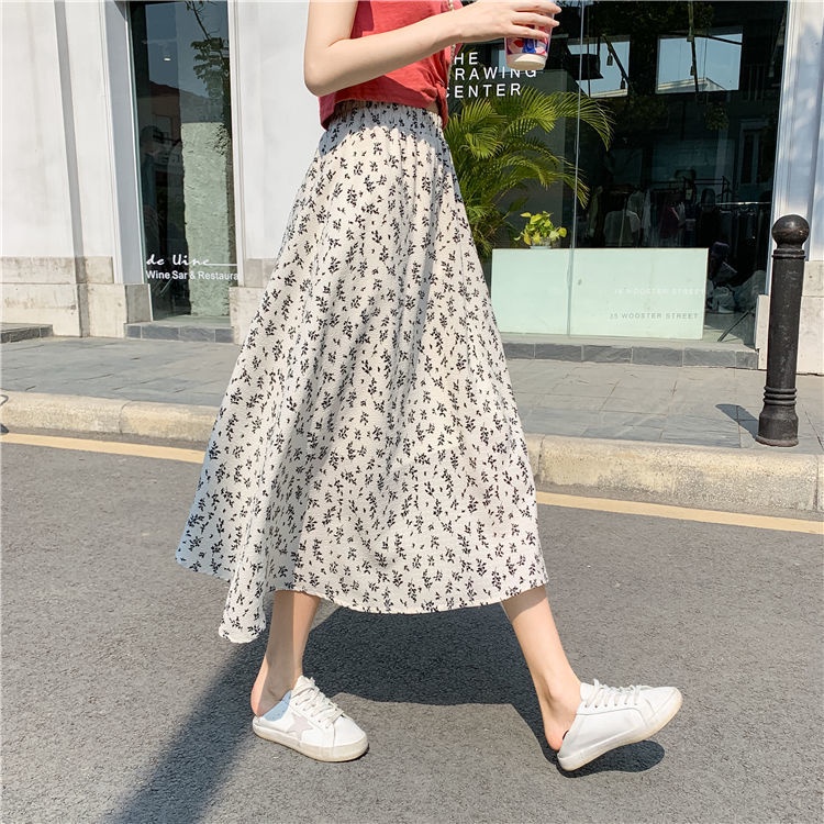 COZOK Chân Váy Hoa Lưng Cao Thời Trang Hàn Quốc Xinh Xắn