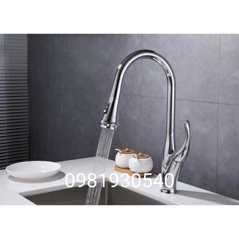 Vòi rửa bát nóng lạnh dây rút cao cấp Kobesi KB8111, bảo hành 3 năm