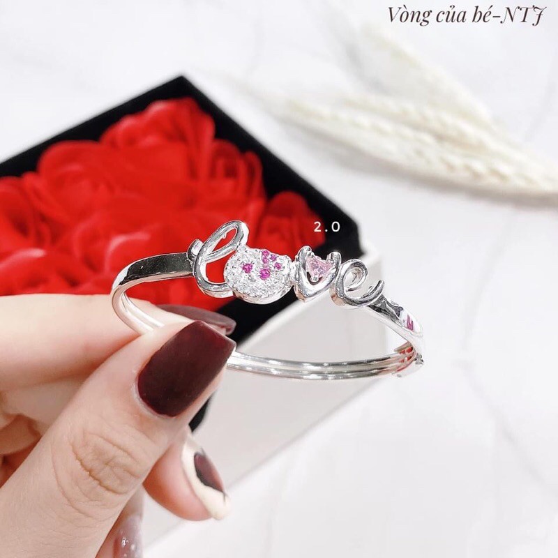 VÒNG TAY LOVE MÈO KITTY CỰC XINH CHO BÉ GÁI- TRANG SỨC BẠC TA