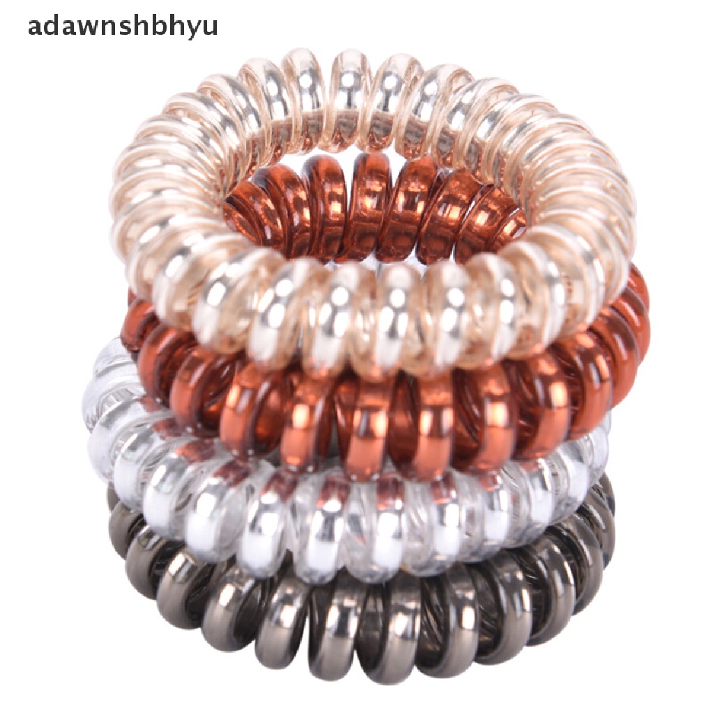 [adawnshbhyu] 1PC/5PCS Rubber Telephone Wire Hair Ties Spiral Hair Head Elastic Bands  .