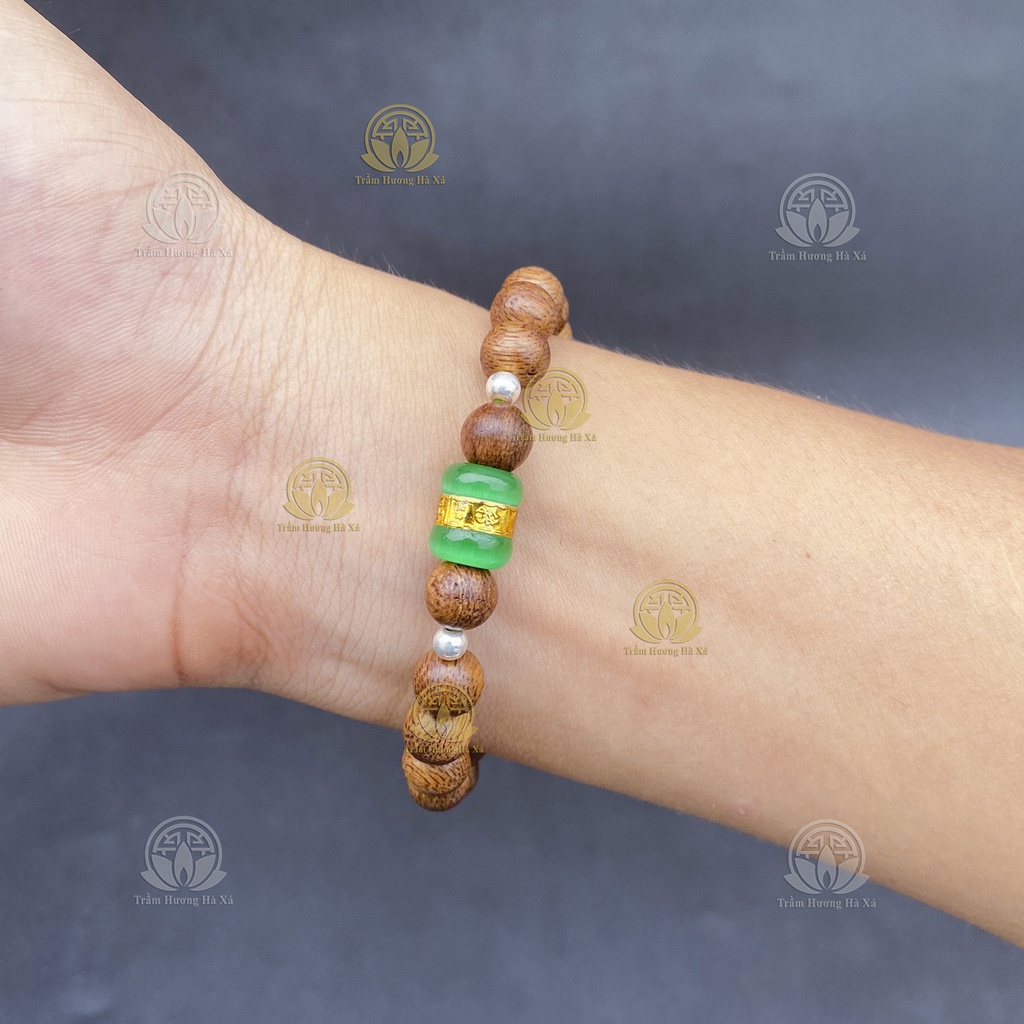 Vòng tay lu thống mạ vàng phong thủy trầm hương HÀ XÁ nam nữ mệnh kim mộc thủy hỏa thổ