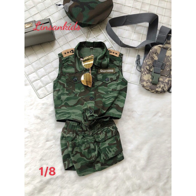 Bộ đồ lính rằn ri bé gái