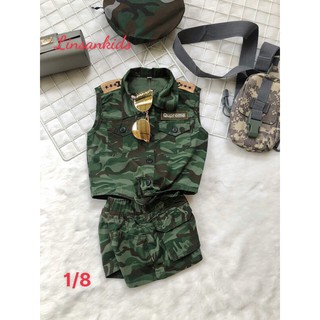 Bộ đồ lính rằn ri bé gái