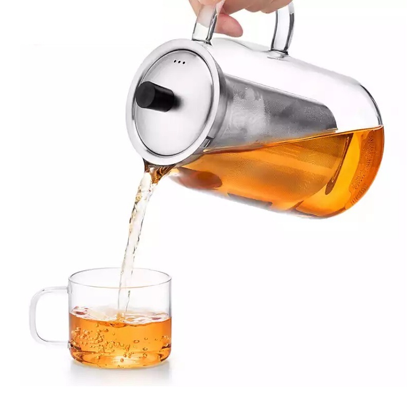 Phụ kiện Ấm trà thủy tinh S053 900ml - Bình trà thủy tinh lõi lọc bằng Inox - S053T - S053NL - Shop Samahome