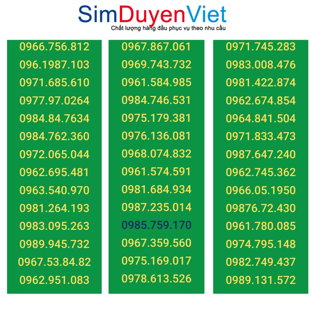 Sim Viettel 09 số đẹp [Số Vip] giá rẻ