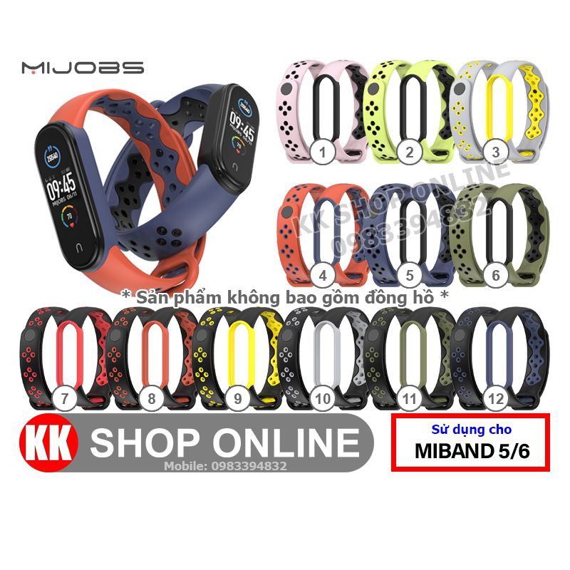 Dây đeo miband MIJOBS chính hãng thay thế cho Xiaomi Miband 5, Xiaomi Miband 6 viền màu thể thao
