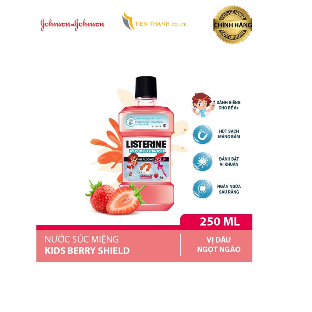 Nước súc miệng Listerine Kids dành riêng cho trẻ trên 6 tuổi 250ml-Hàng chính hãng.