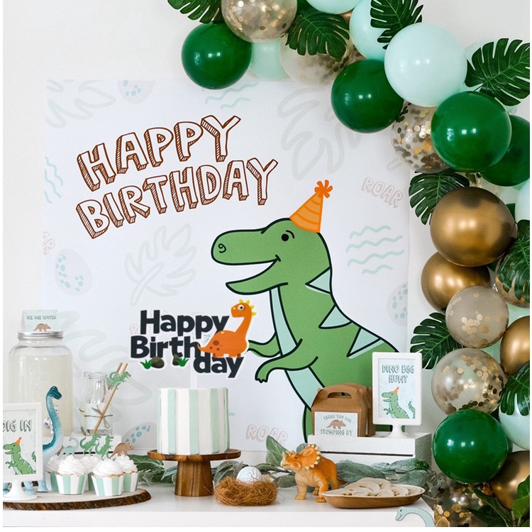 Set que cắm trang trí bánh kem hình khủng long dễ thương