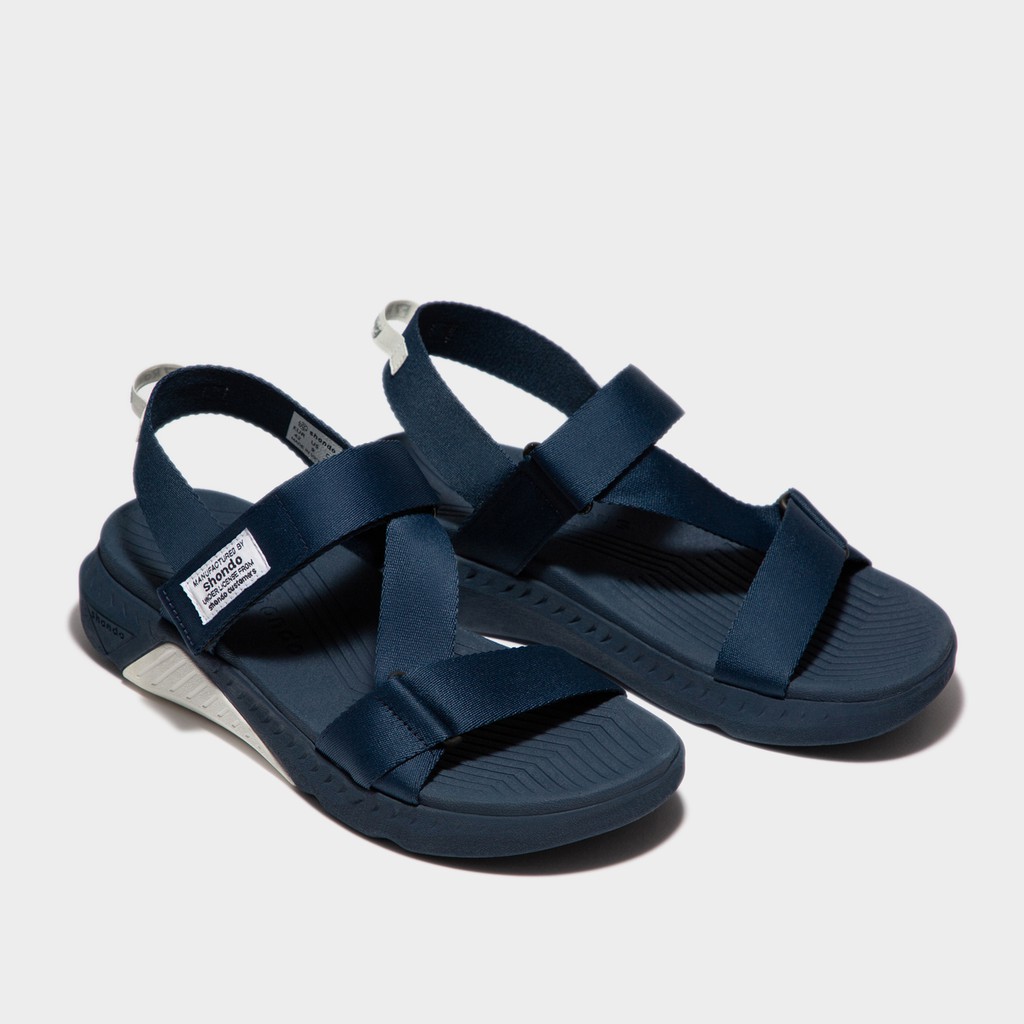 Giày sandal Shondo F7 nam nữ đi học đế cao xanh đen F7R3535