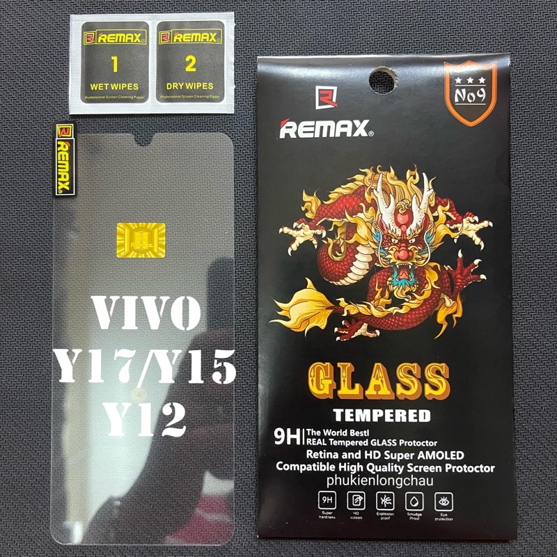 (R13)Miếng Dán Cường Lực Vivo Y12/Y15/Y17/U10 Trong Suốt Chính Hãng Remax