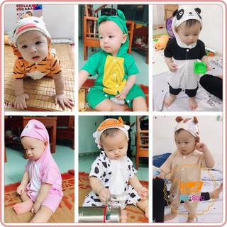 Bộ Body đùi body ngắn tay hình thú dễ thương cho bé