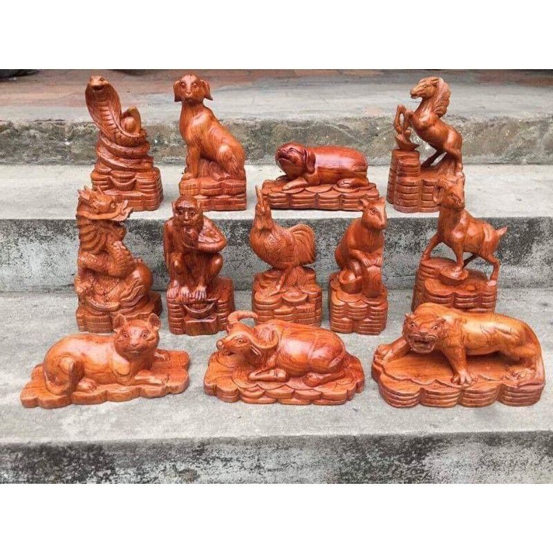 tượng12Con Giáp - Tượng 12 Con Giáp Gỗ Hương bán lẻ