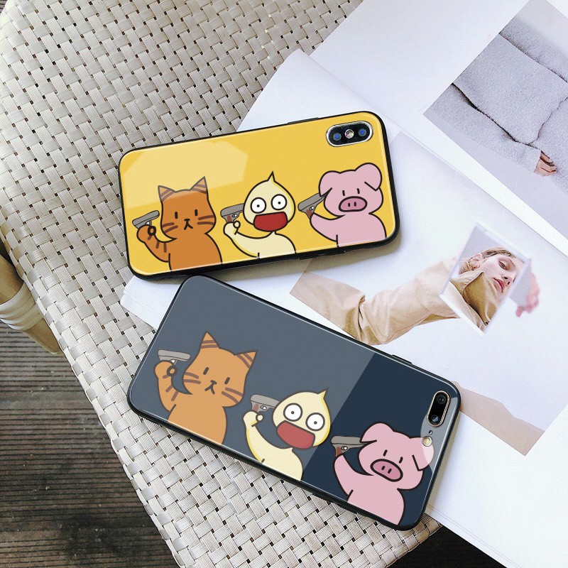 Ốp đôi iphone kính ba ae dễ thương cho iphone 14 13 pro max mini 11 12 pro max mini 6 s plus 7 8 plus Xr X s max