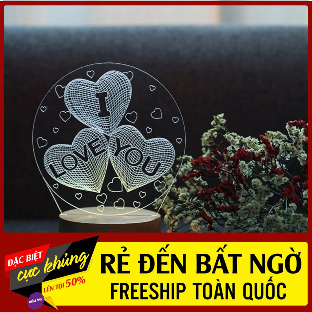 Đèn Led 3D – I Love You Hàng Chuẩn Loại 1 - Bền Đẹp Điều Khiển Từ Xa Đổi 16 Màu Đèn Trang Trí Phòng Ngủ