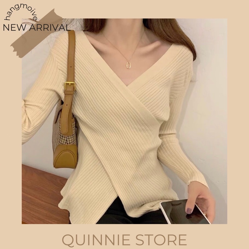 Áo Len Body Vạt Lệch Tôn Dáng Style Ulzzang Quinnie Store MS219