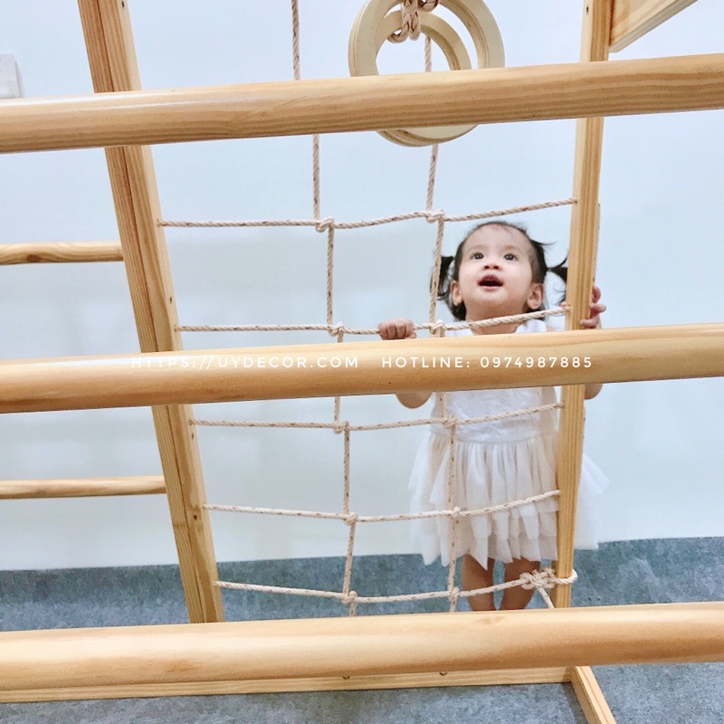 Cầu Trượt Cho Bé, Đồ Chơi, Trò Chơi Vận Động, Cầu Trượt Xích Đu Cho Bé Uydecor Gỗ Nhập Khẩu, Xà Đu Đa Năng