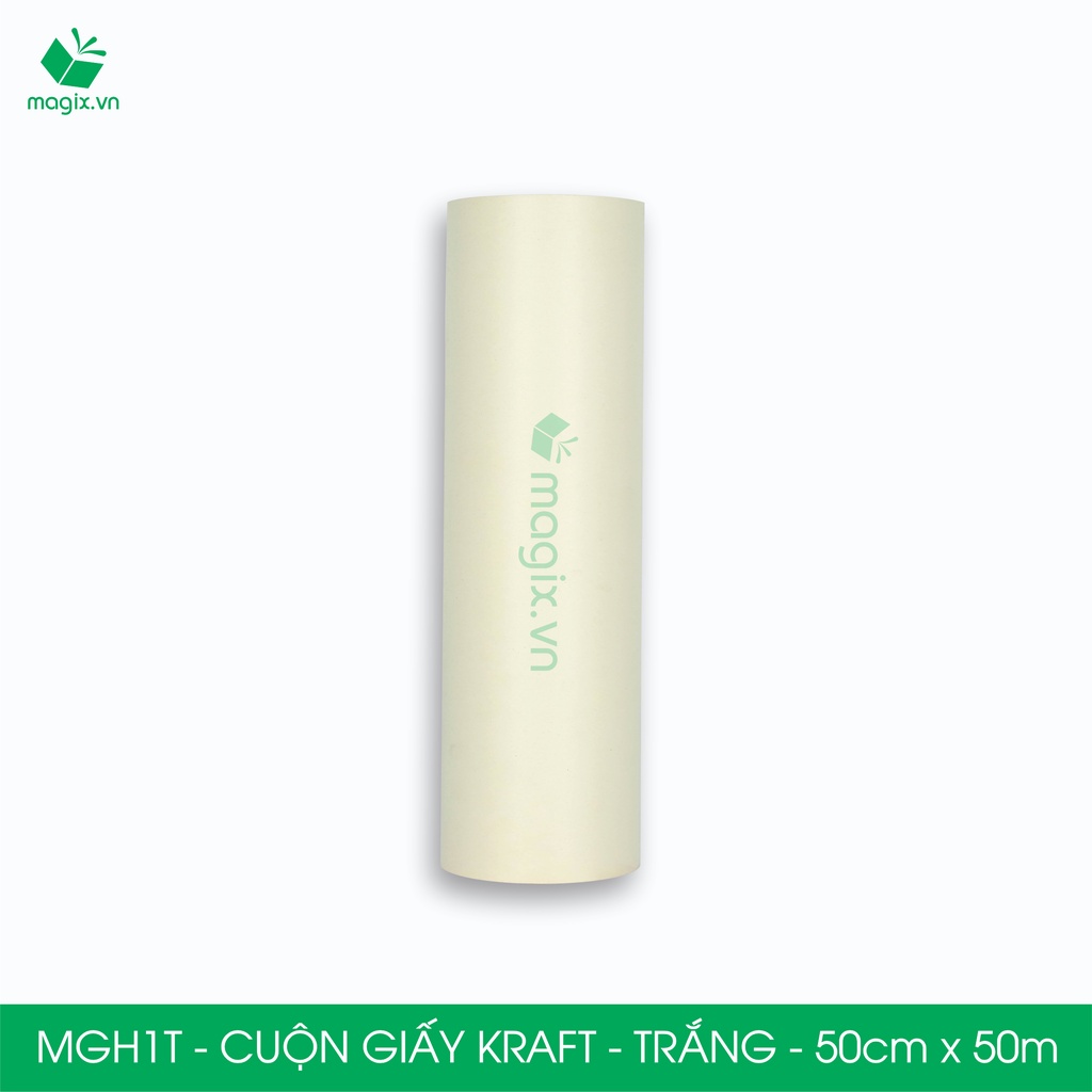 MGH1T - 0.5x50m - CUỘN GIẤY KRAFT GÓI HÀNG MÀU TRẮNG