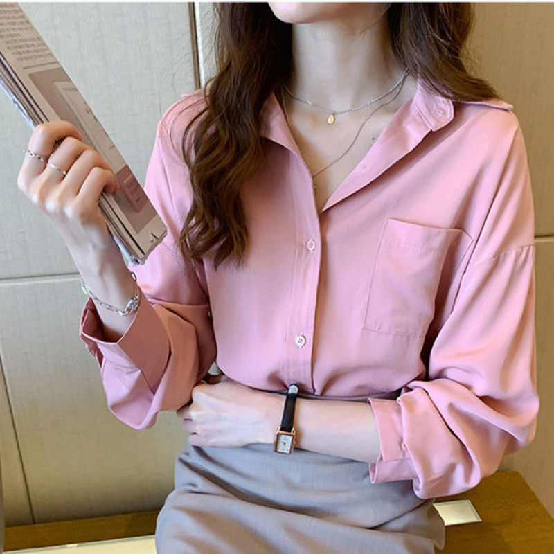 Áo Sơ Mi Nữ Tay Dài Cổ Chữ V Thời Trang