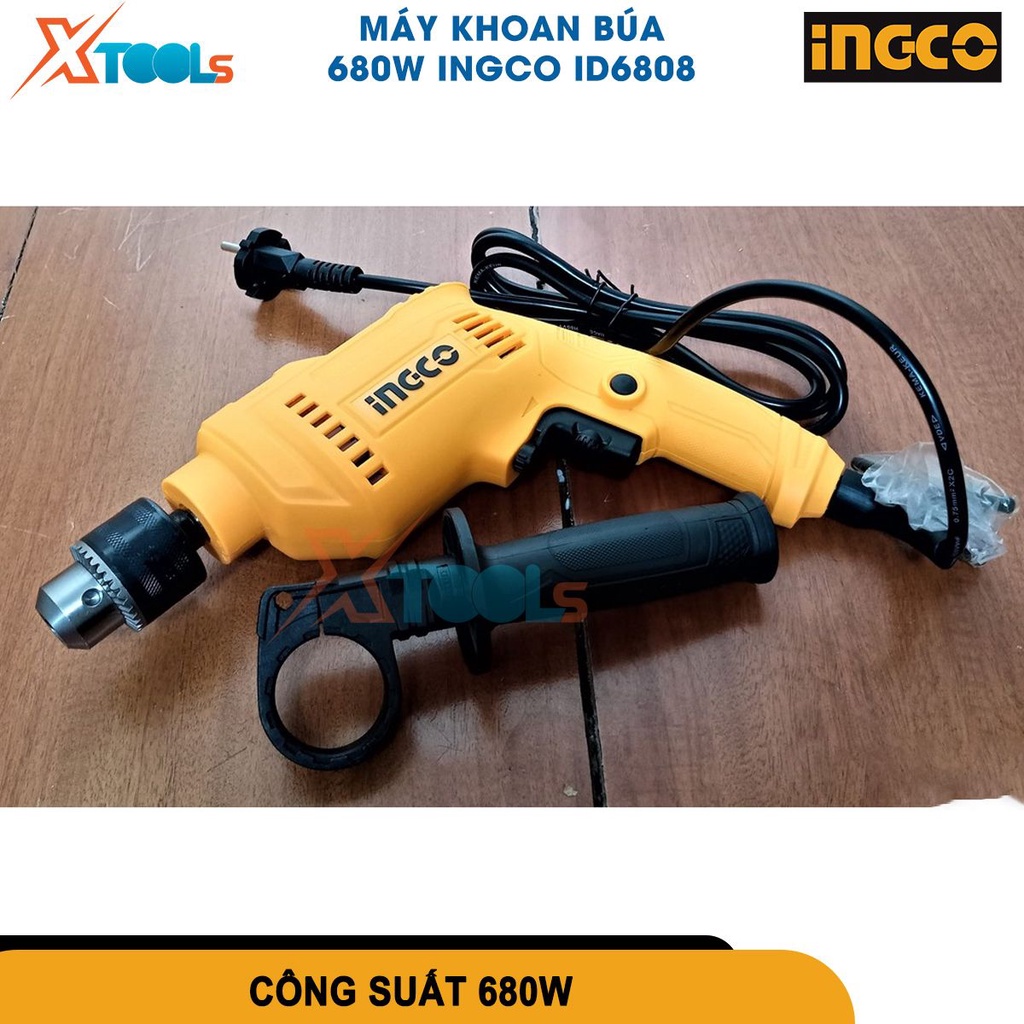 Máy khoan động lực INGCO ID6808 máy khoan búa công suất 680W tốc độ không tải 0-3000rpm [CHÍNH HÃNG][XTOOLs]