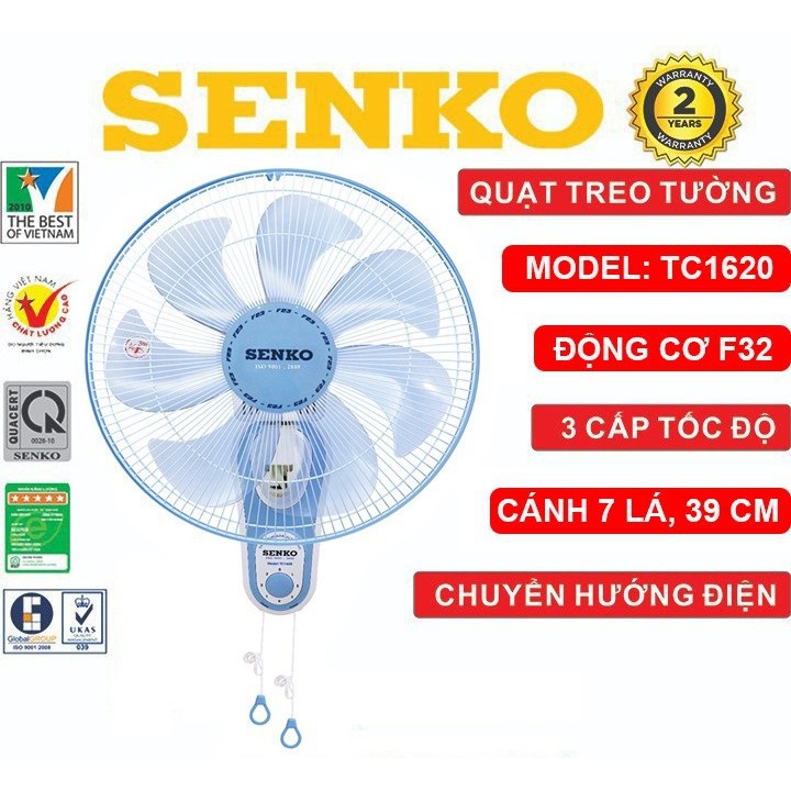 [Freeship 70K] Quạt treo tường Senko TC1620 65w cánh 7 lá