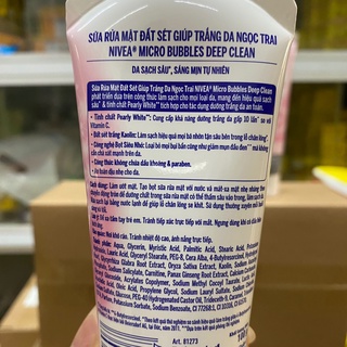 Sữa rửa mặt NIVEA Đất Sét giúp trắng da ngọc trai (100g)