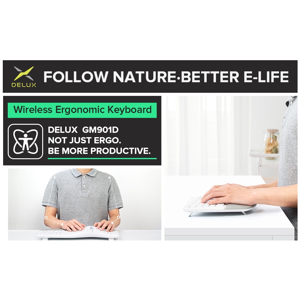 Bàn phím không dây Bluetooth DELUX GM901D GM901 USB 2.4G thích hợp cho Windows Mac