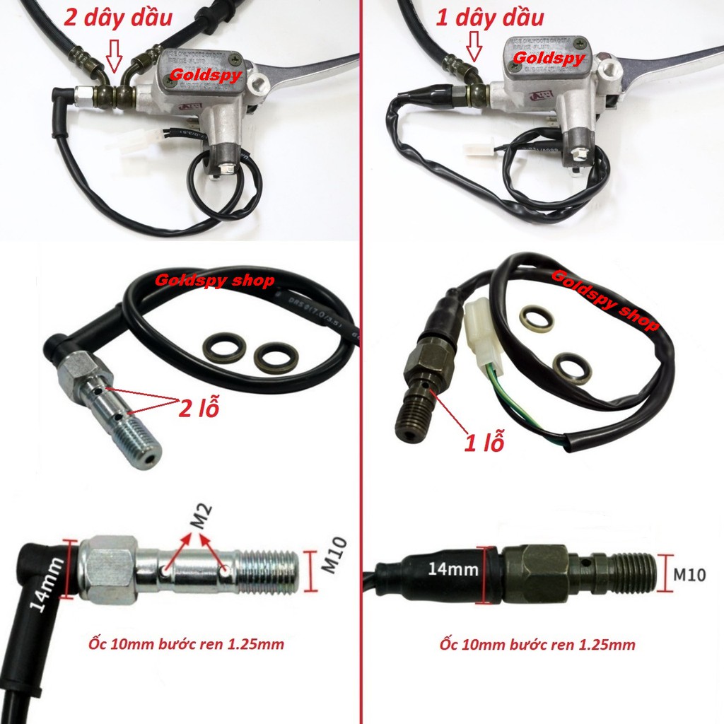 Ốc Dầu Tay Thắng Kèm Công Tắc (Ren M10 / Bước ren 1.25)