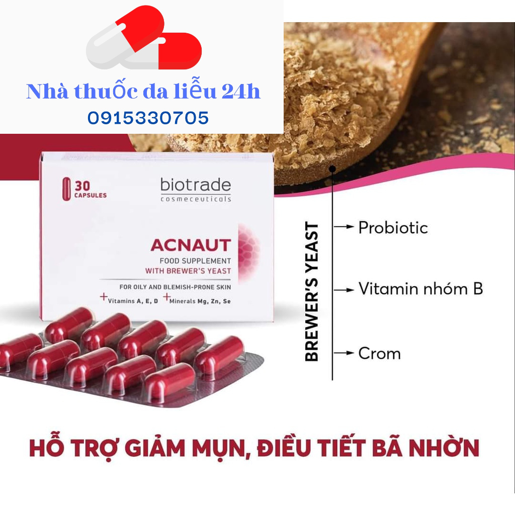 Biotrade Viên uống giảm mụn Acnaut Food Supplement 30 viên