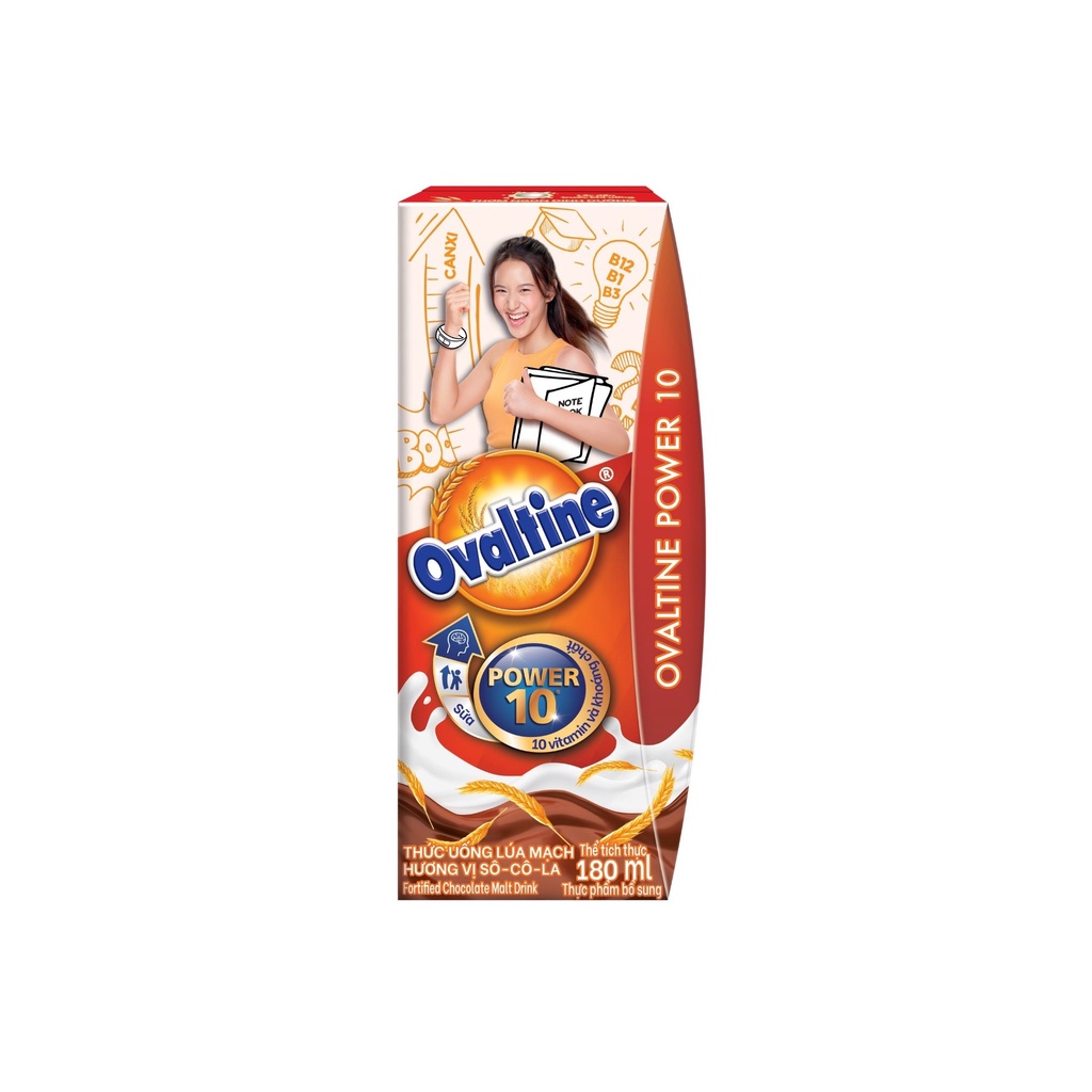 (Tặng kèm 2 thẻ AR NARUTO) Thức uống lúa mạch hương vị sô-cô-la Ovaltine PRO hộp giấy 180mlx4 công thức mới