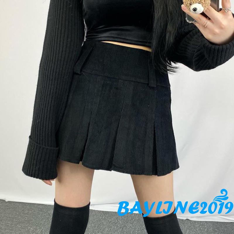 Chân Váy Lưng Cao Màu Trơn Lưng Cao Thời Trang Cho Phụ Nữ