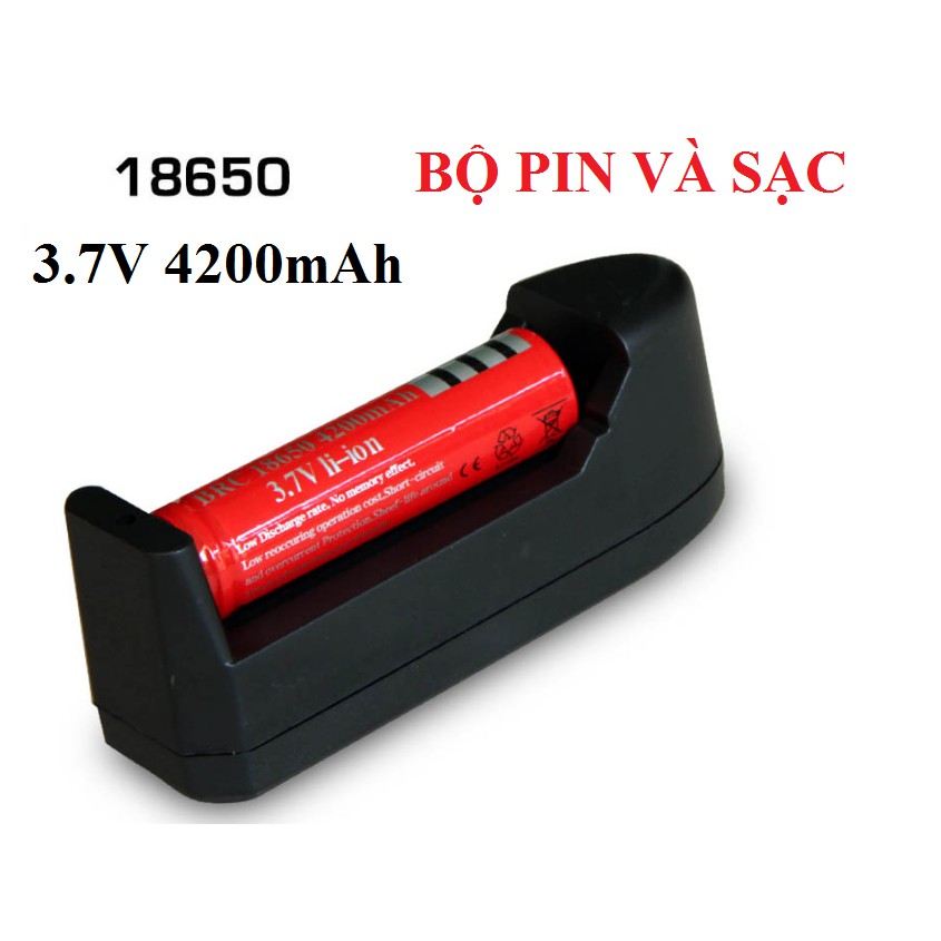 Bộ sạc và pin 3.7V 4200mAh Ultrafire 18650 dùng cho đèn pin