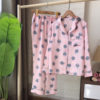 Bộ mặc nhà pyjama lụa thỏ