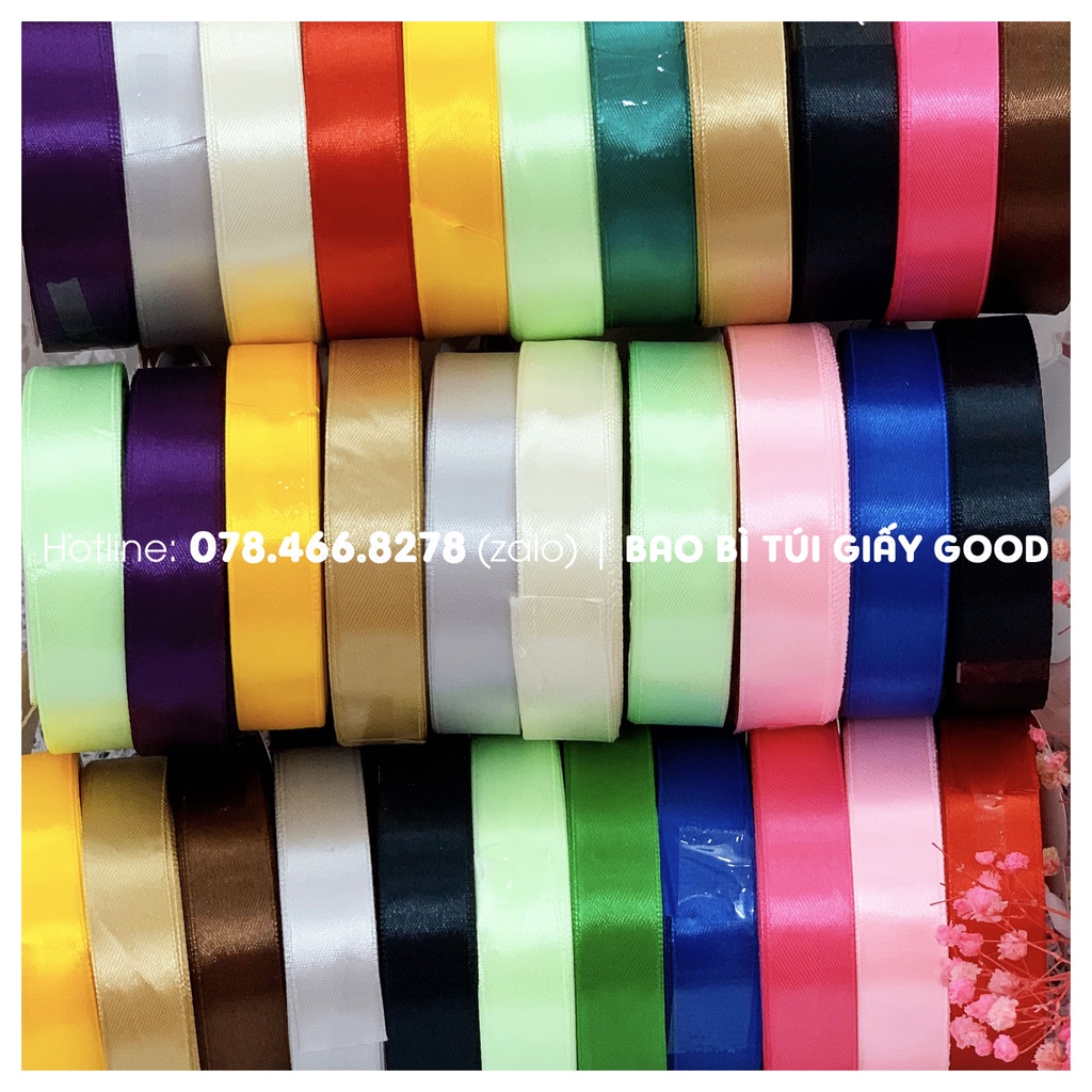 Dây Ruy Băng Lụa Cuộn Dài 22m Bản Rộng 1cm/2cm Đủ Màu Sắc, Làm Đồ Handmade, Phụ Kiện Trang Trí