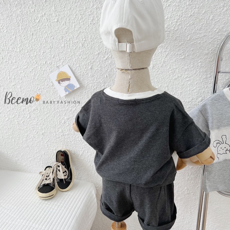 Bộ short cotton gấu Good Morning bé trai bé gái-MS72