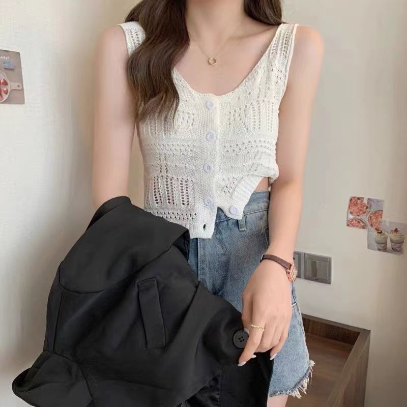 Áo Hai Dây Dệt Kim Thiết Kế Dễ Thương Cho Nữ
