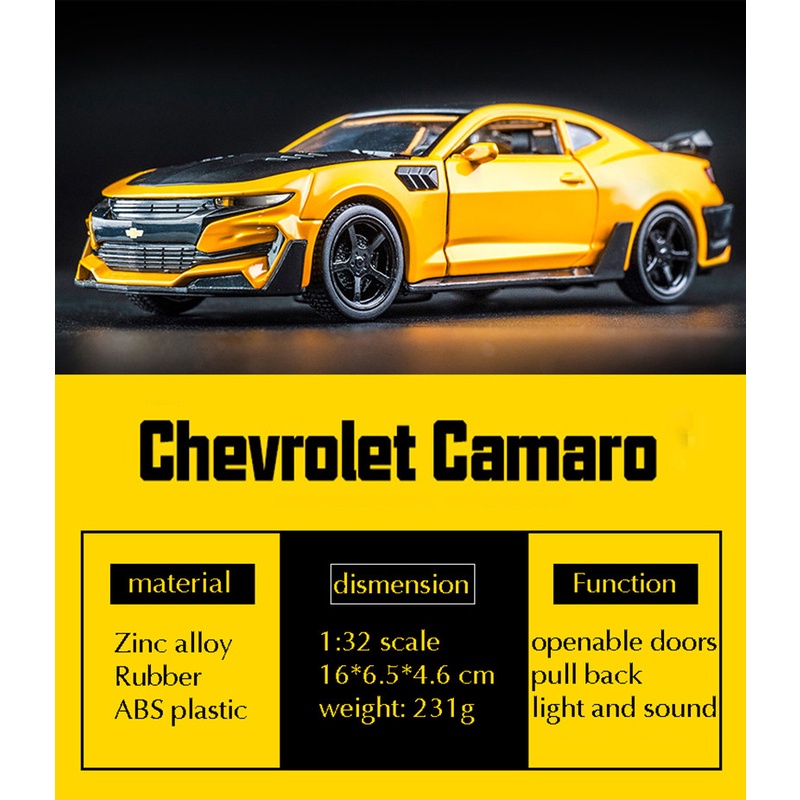 1:32 Chevrolet Camaro Alloy Car Model Collection Diecasts & Toy Vehicles Cars Pull Back Sound Light  Kid Toys For Children Gift